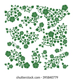 Vector doodle hand drawn botanical elements set. Good for wedding invitation, birthday card, web page design.
