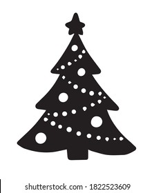 Vector doodle hand drawn Christmas tree 