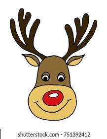 vector doodle hand drawn cute deer head wild animal.