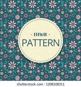 vector doodle hand drawn floral pattern seamless pattern ornament template in dark blue