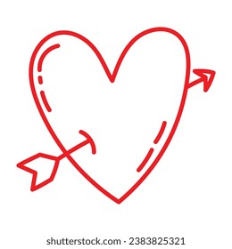 Vector doodle hand drawn heart drawing