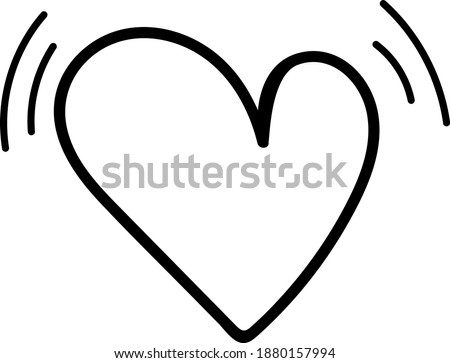 Vector doodle hand drawn heart shape isolated on white background. Valentine's day card design. Heart beating icon. Love and romance design element.