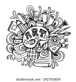 Vector doodle hand drawn illustration with art elements 