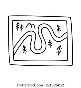 Vector doodle hand drawn illustration of a map