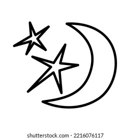 Vector doodle hand drawn illustration of a moon and stars