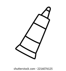 Dibujo manual del doodle vectorial de un tubo cosmético, crema