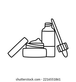 Vector doodle hand drawn illustration of a cosmetic bottle for skin care treatment