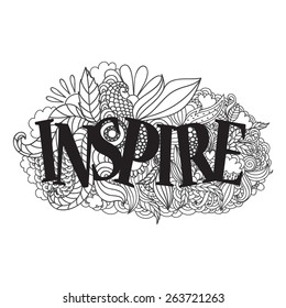 Vector doodle with hand drawn letters