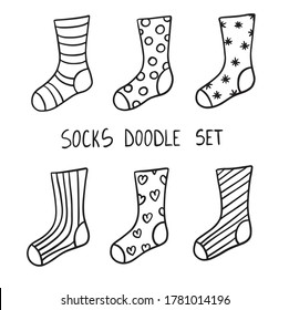 Vector doodle hand drawn set of socks