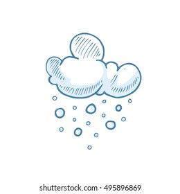 vector Doodle of Hand Drawn snow Clouds. Illustrations isolate on white background.