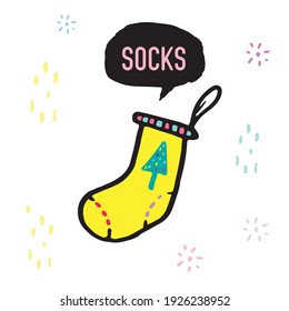 Vector doodle hand drawn of socks , Adorable pattern with funny socks,Funny colorful vector pattern with cute socks ,Hand drawn socks