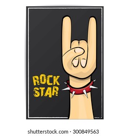 vector doodle hand sign rock n roll music on white. rock n roll icon. Rock concert poster design template