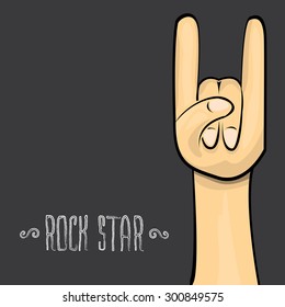 vector doodle hand sign rock n roll music on white. rock n roll icon. Rock concert poster design template