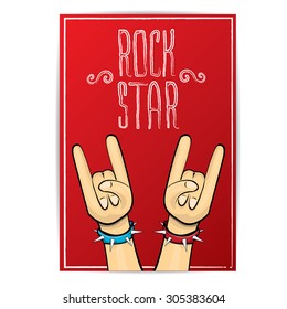 vector doodle hand sign rock n roll music on white. rock n roll icon. Rock concert poster design template