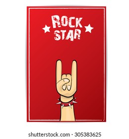 vector doodle hand sign rock n roll music on white. rock n roll icon. Rock concert poster design template