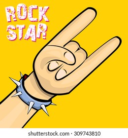 vector doodle hand sign rock n roll music. rock n roll icon. Rock concert poster design template. rock star print