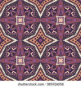 Vector doodle hand-drawn geometric  vintage ethnic seamless pattern