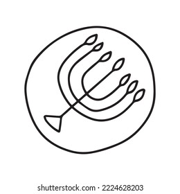 Vector doodle Hanukkah chocolate coin with Menorah illustration