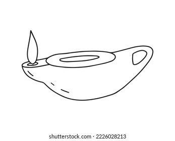 Vector doodle Hanukkah oil lamp