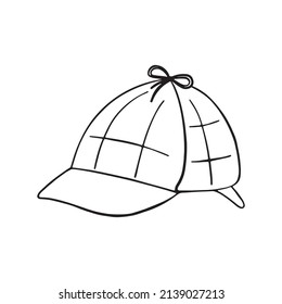 vector doodle hat of Sherlock Holmes, accessory, headdress of an English detective