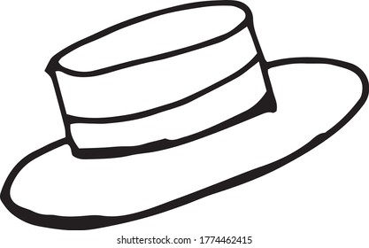 Vector doodle of  hat. Summer time.