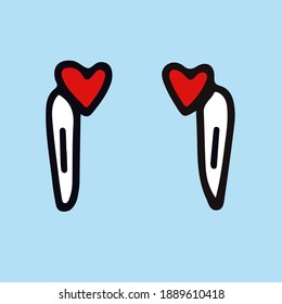 vector doodle - headphone with a heart. It is romantic to listen to music. Hand drawing style lover mobile headphones sticker