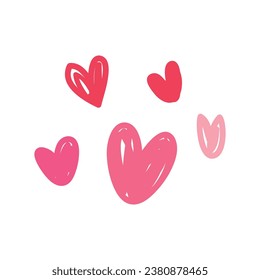Vector doodle heart collection on white.