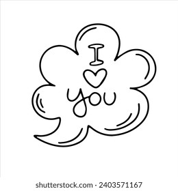 Vector doodle heart icon in a bubble. Line drawing for card, Valentine's day, birthday, wedding