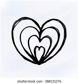 Vector doodle Heart Isolated. Hand drawn illustration
