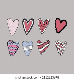 Vector doodle hearts heart silhouette.Symbol of love. Design elements for Valentine's Day card.