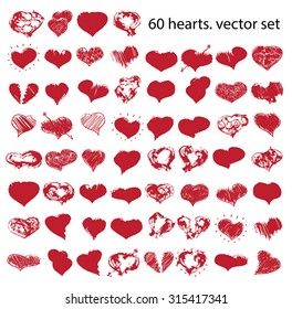vector doodle hearts set  for happy valentines day or wedding