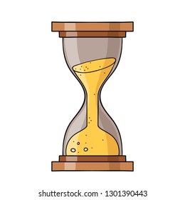 Vector doodle hour glass icon illustration with color, drawn on white background.