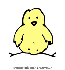 vector doodle icon of a hand-drawn cartoon chick. isolated on a white background. farm bird. graphic decorative element.
