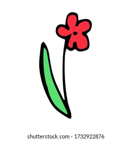 vector doodle icon of a hand-drawn cartoon flower. isolated on a white background. graphic decorative element.