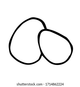 ícono vectorial del doodle de huevos de gallina dibujados a mano. aislado en un fondo blanco. productos agrícolas ecológicos. elemento decorativo gráfico.
