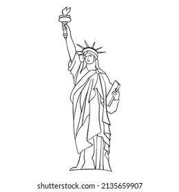 vector doodle icon of the Statue of Liberty in America, sketch