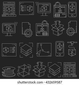 Vector doodle icons 3d printing