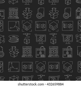 Vector doodle icons 3d printing