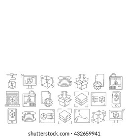 Vector doodle icons 3d printing