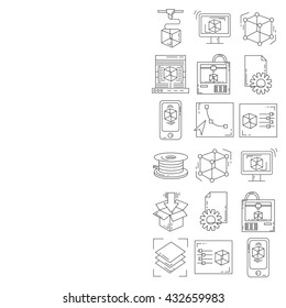 Vector doodle icons 3d printing
