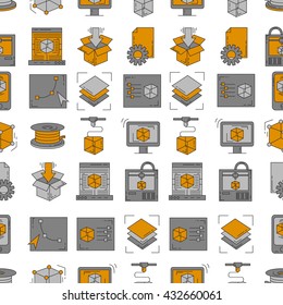 Vector doodle icons 3d printing