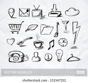 Vector Doodle Icons Objects Collection On Stock Vector (Royalty Free ...