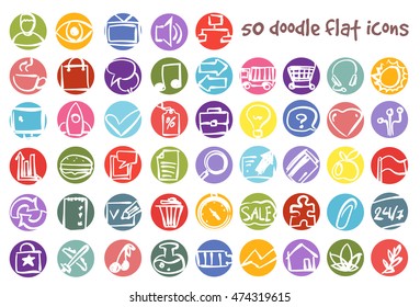 Vector doodle icons set. Stock illustration for design