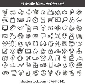 Vector Doodle Icons Set Stock Cartoon Stock Vector (Royalty Free ...