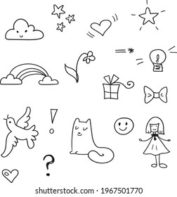 vector doodle icons stickers doodle template for teenagers children cartoon graphic