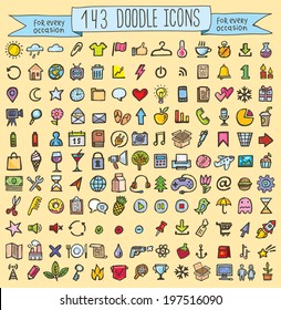 Vector Doodle Icons Universal Set