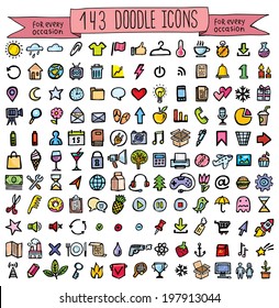 Vector Doodle Icons Universal Set