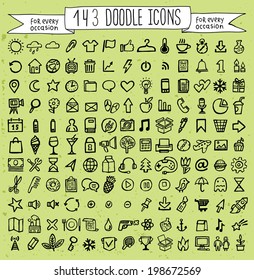 Vector Doodle Icons Universal Set