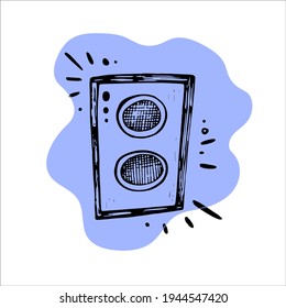 sistema de audio de ilustración de doodle vectorial. música. altavoz