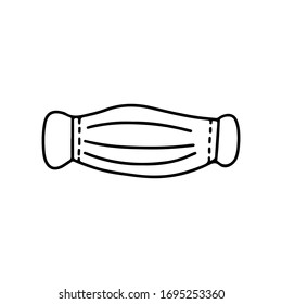Vector doodle illustration  bacterium cloth respirator emblem isolated on white background. Safety breathing mask,  medical respiratory.  Dust protection respirator. Disease prevention symbols. 